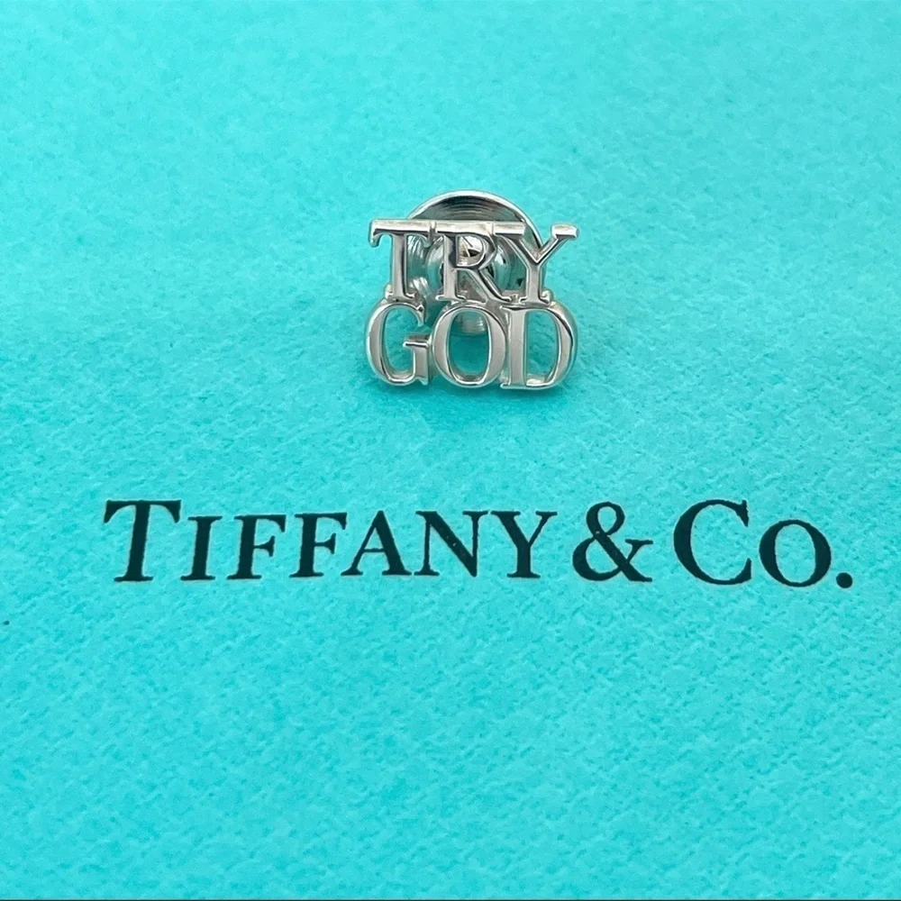 Tiffany & Co. Inspirational Silver 'Try God' Pin